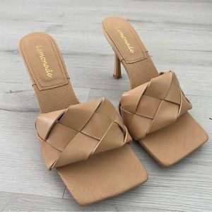 Nude Squared Heeled Sandals